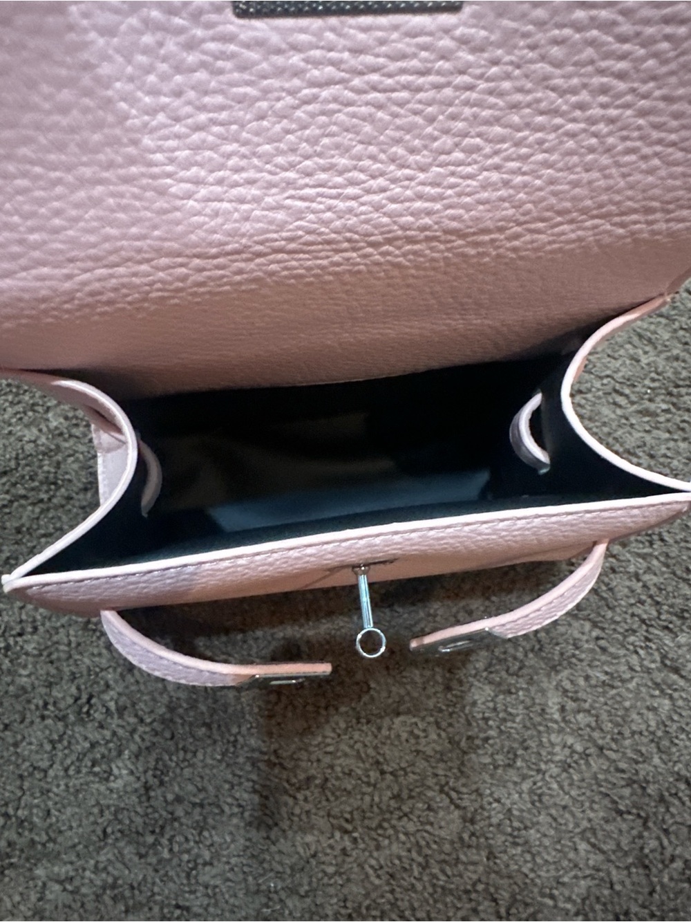 Structured Light Pink Top Handle Satchel with Silver Hardware - Picture 3 of 5
